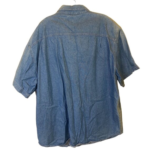 Basic Editions Mens 2X Denim Short Sleeve Button-Down Shirt - Picture 2 of 4